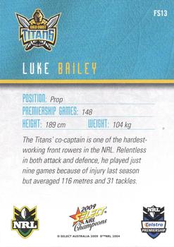 2009 Select NRL Champions - Foiled Signature #FS13 Luke Bailey Back